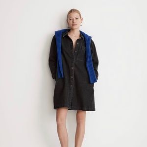 NWT Madewell Oversized Black Denim Shirtdress XL